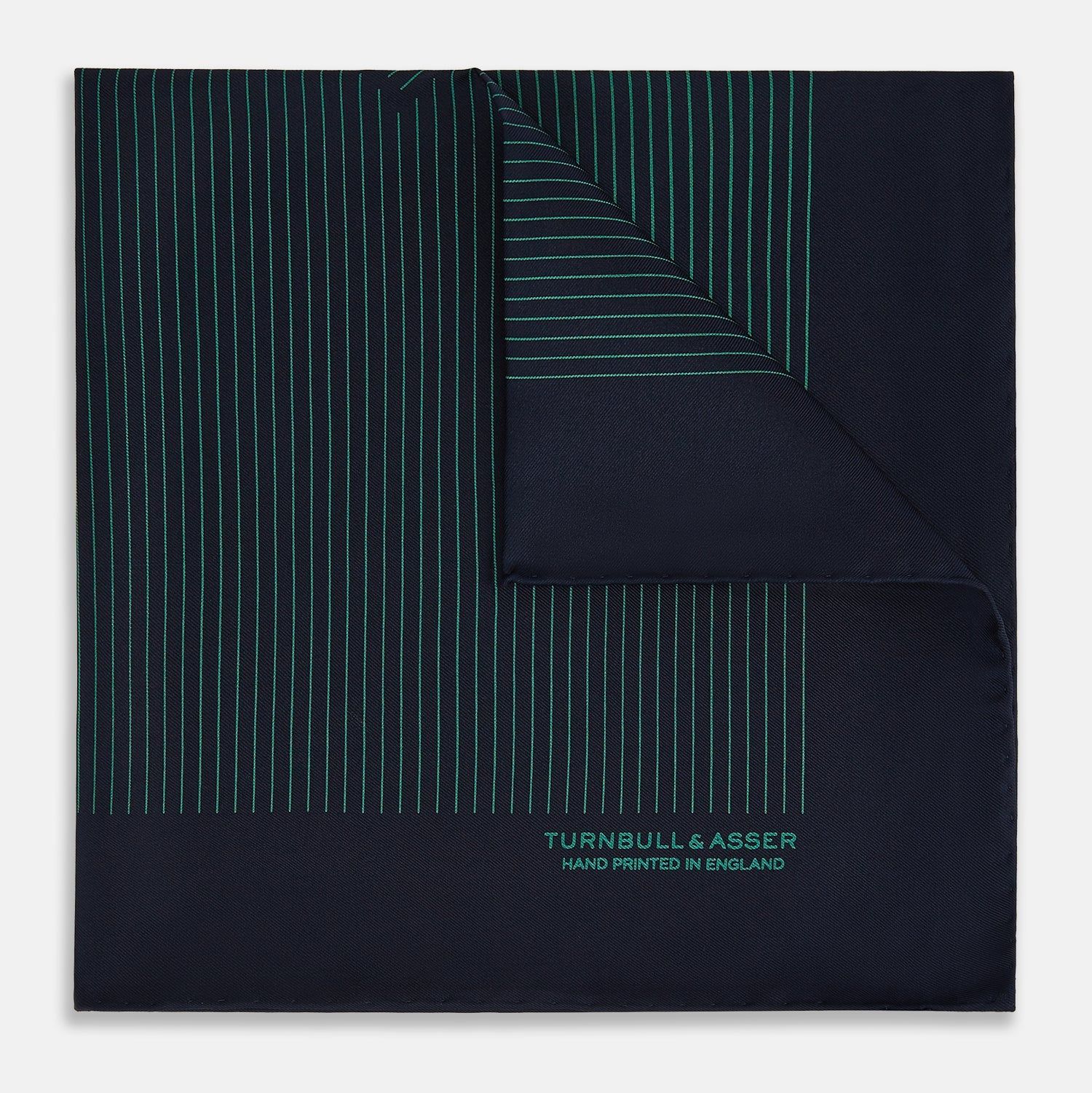 Navy and Hunter Green Stripe Silk Pocket Square