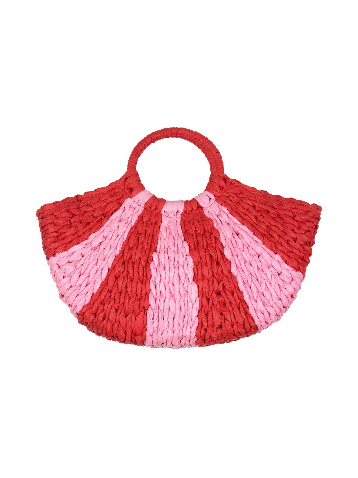 Lottie Stripe Paper Straw Bag In Red
