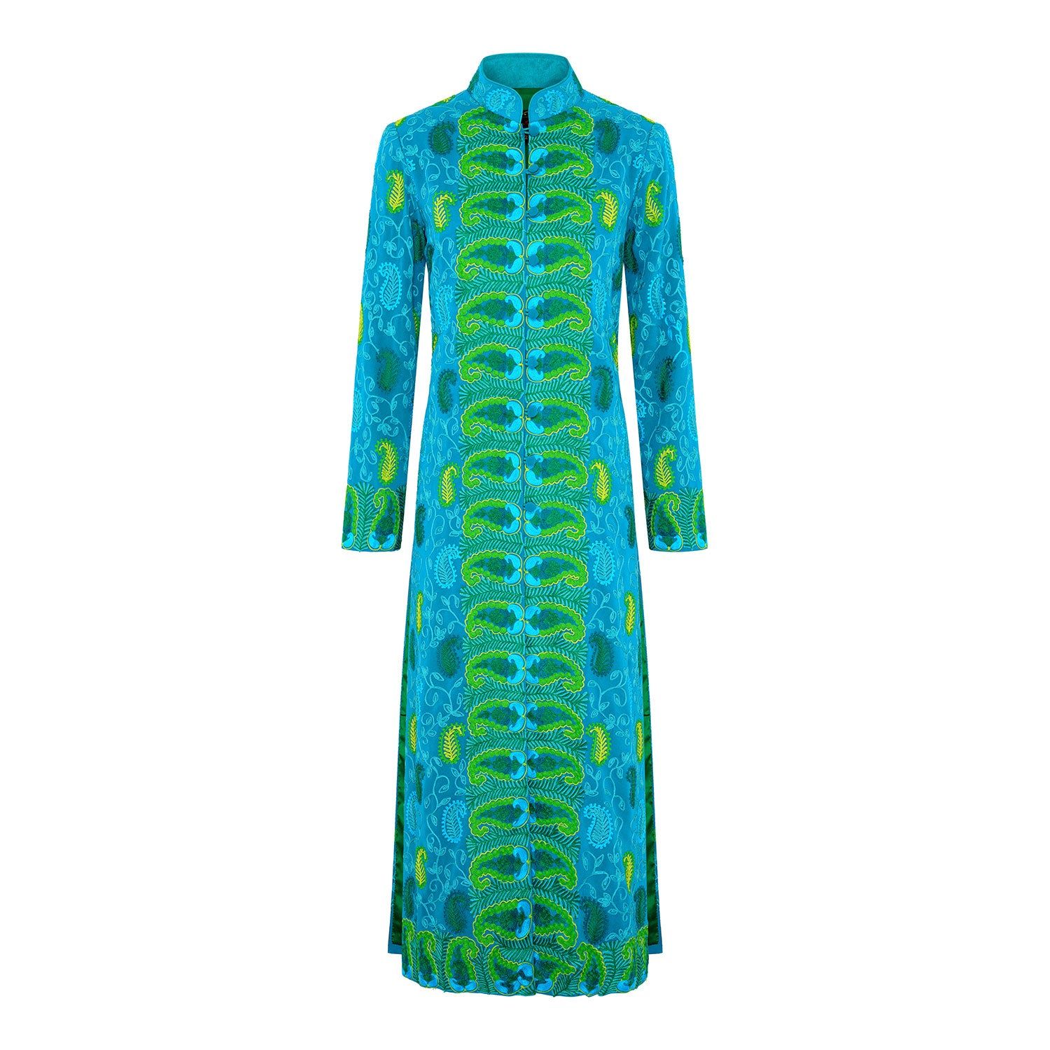 Jade Fern Royale Embroidered Long Coat
