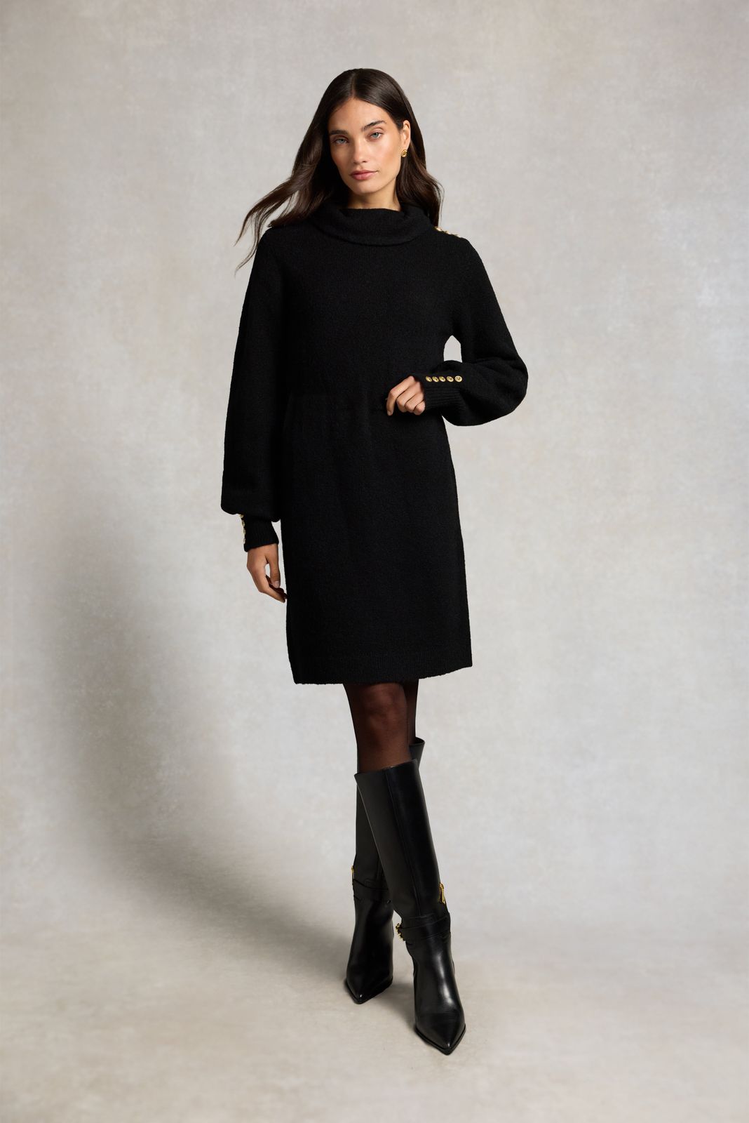 Berkeley Roll Neck Mini Dress (Black)