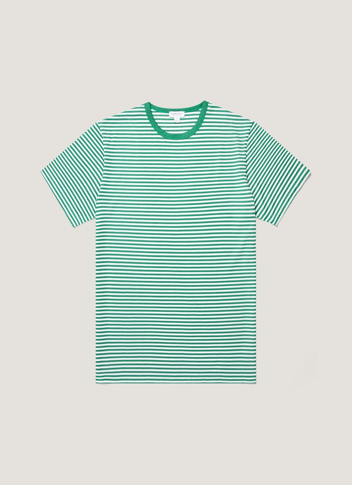 Men's Classic T-shirt in White/Bright Green English Stripe
