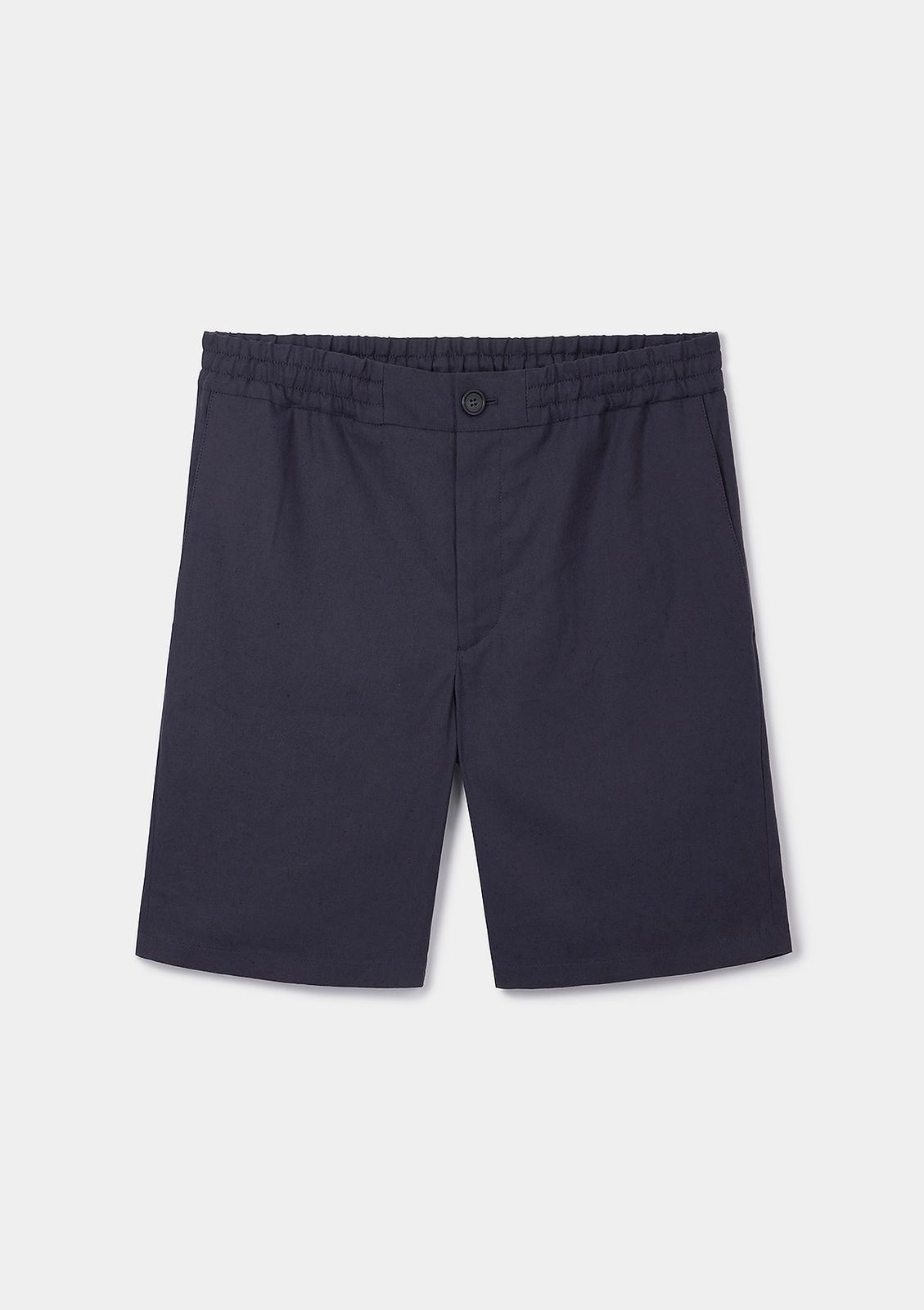 Navy Cotton Linen Drawstring Shorts