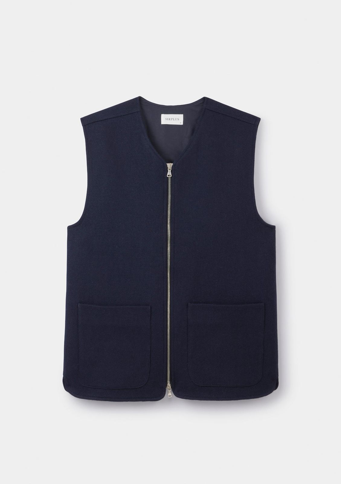 Navy Linen Wool Twill Gilet