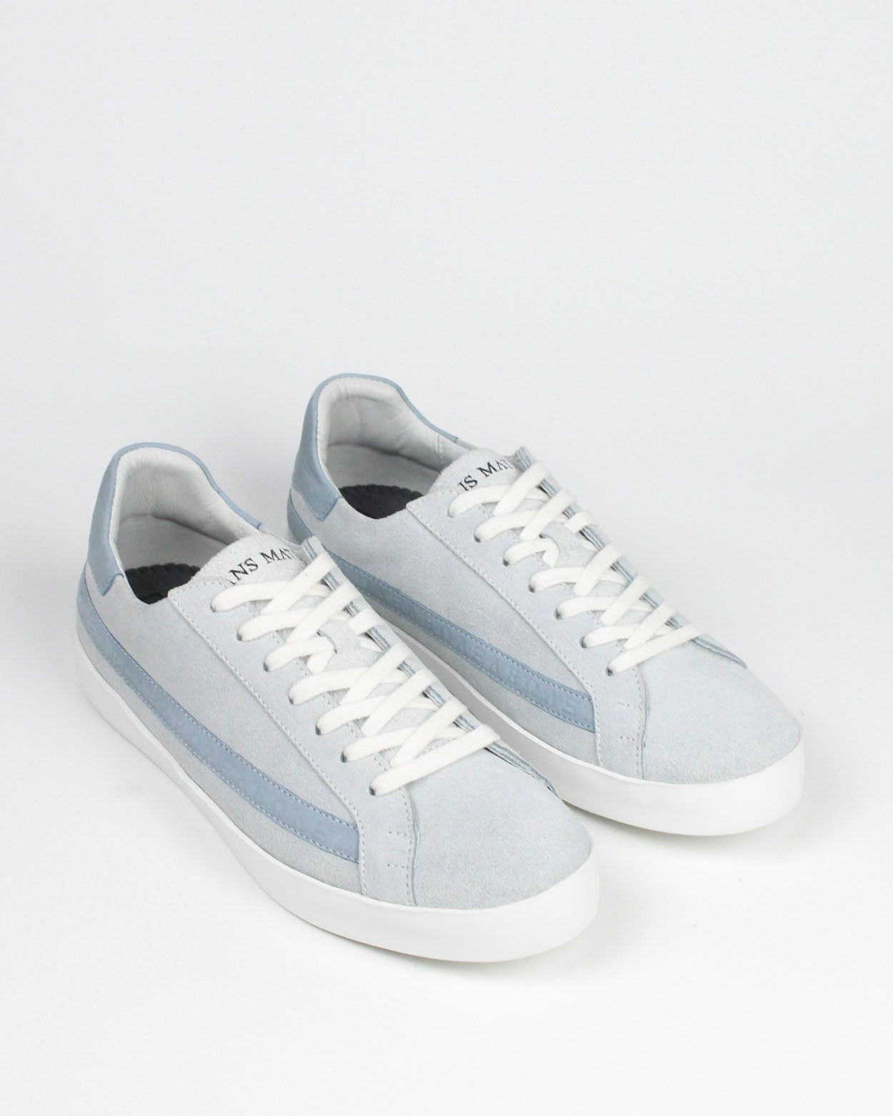 Olympus Low Top Trainers - Grey Suede & Sky Blue Nubuck Leather