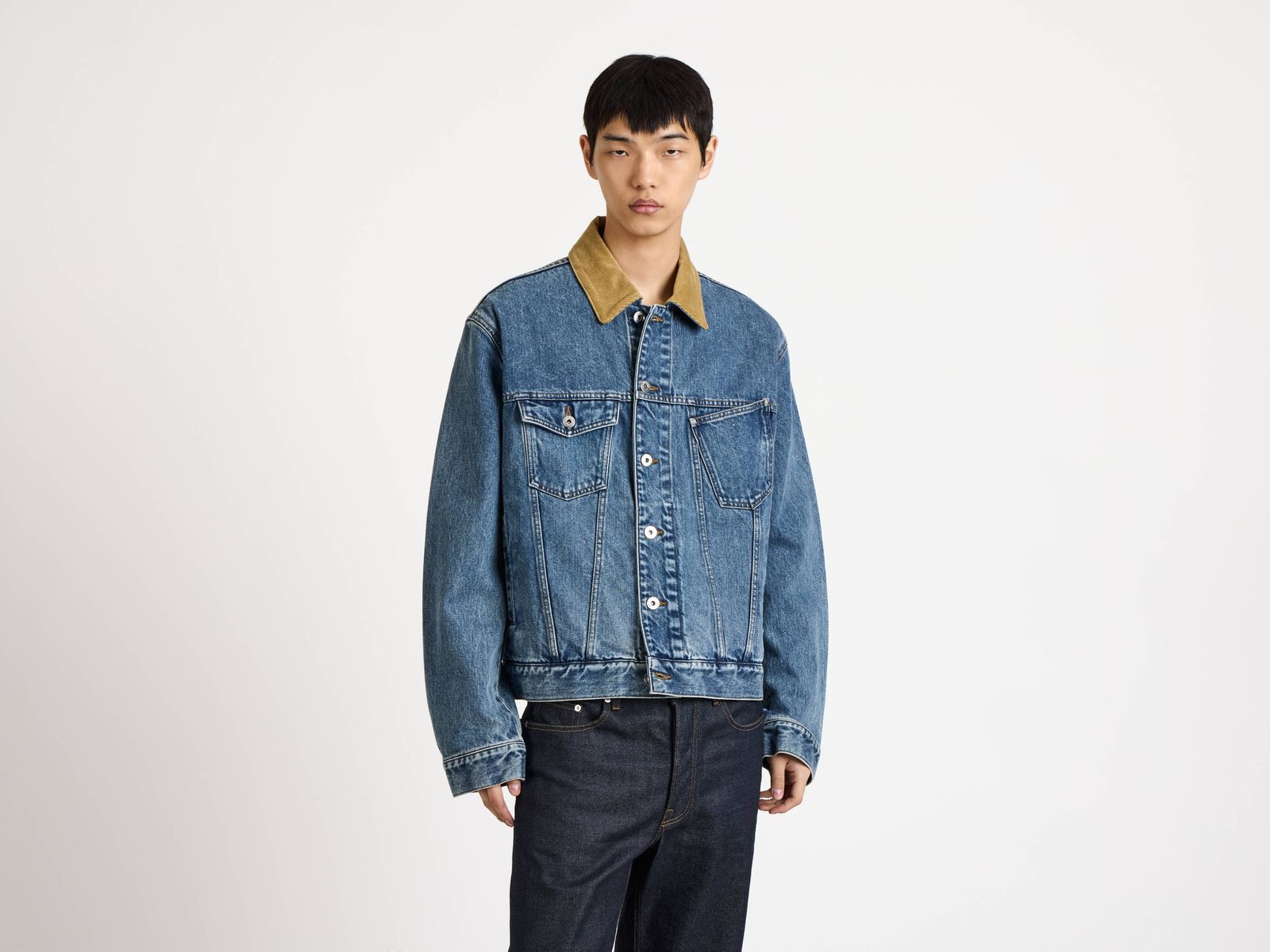 CL_CORDUROY COLLAR JACKET - MID BLUE_DJ0039PG1930