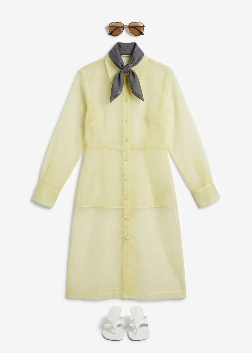 Peri Sheer Midi Skirt - Pale Yellow