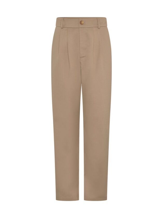 Cinnamon Relaxed Trousers In Beige Cotton/tencel