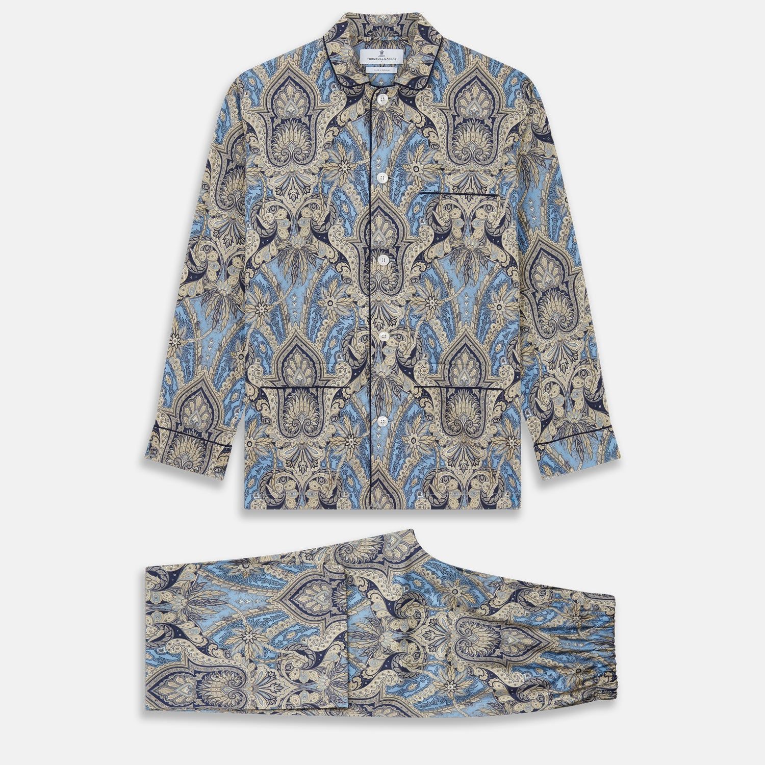 Pale Blue Baroque Silk-blend Hyde Pyjama Set
