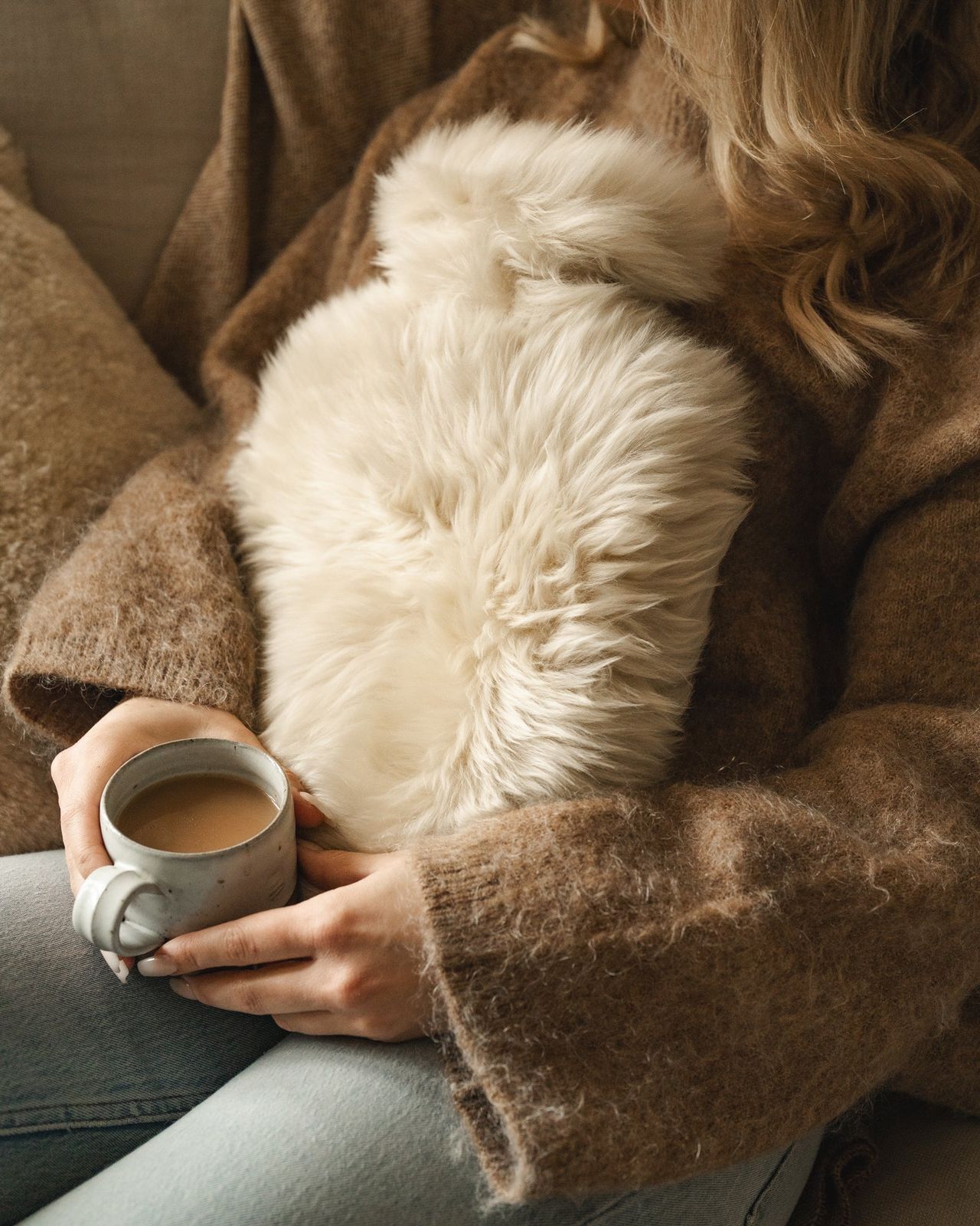 Sheepskin Hot Water Bottle - Cream