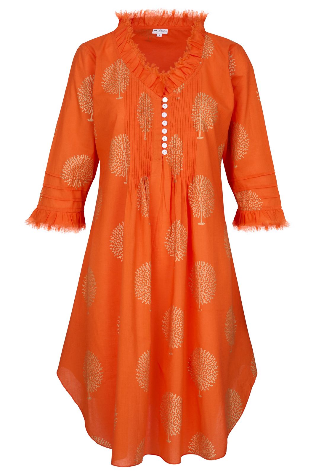Annabel Cotton Tunic In Tangerine & Gold