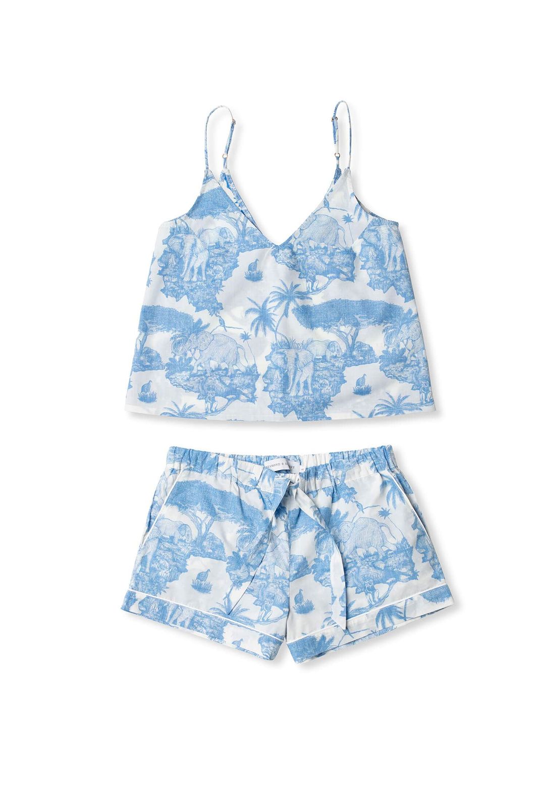 Cami Top And Shorts Set Loxodonta Print Blue