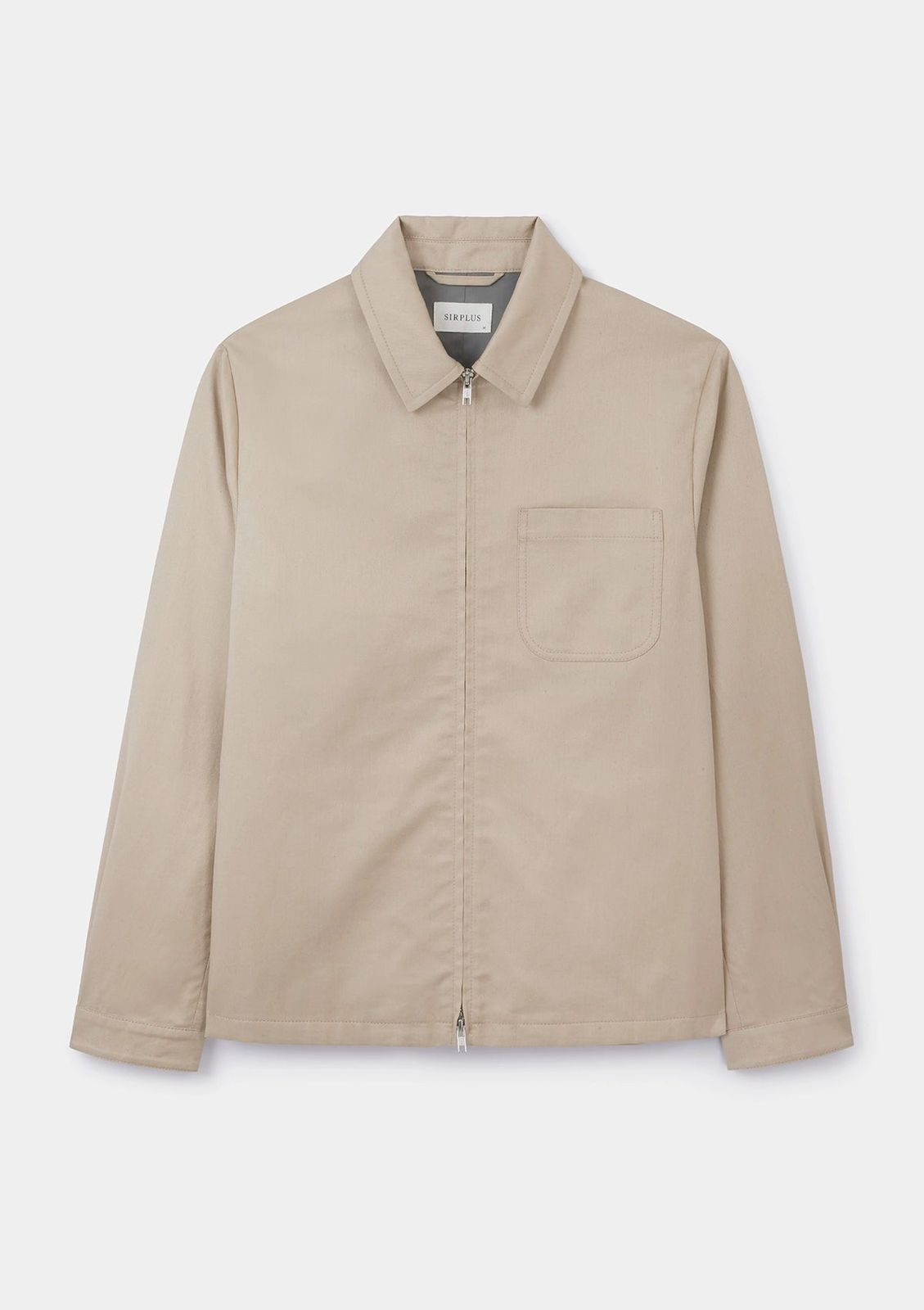 Beige Cotton Linen Zip Jacket