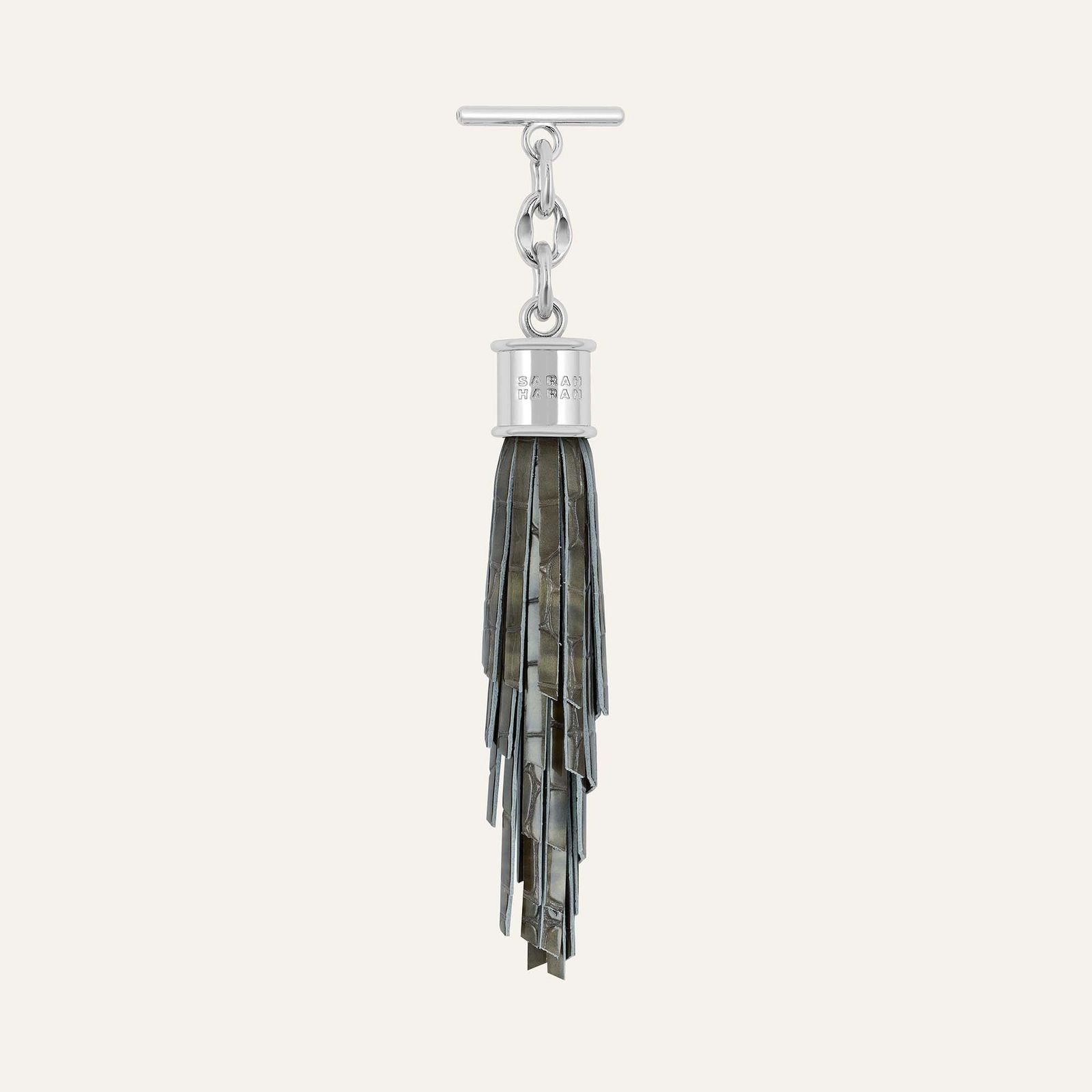 Feather Capsule Tassel Mini | Flint Patent with Silver hardware