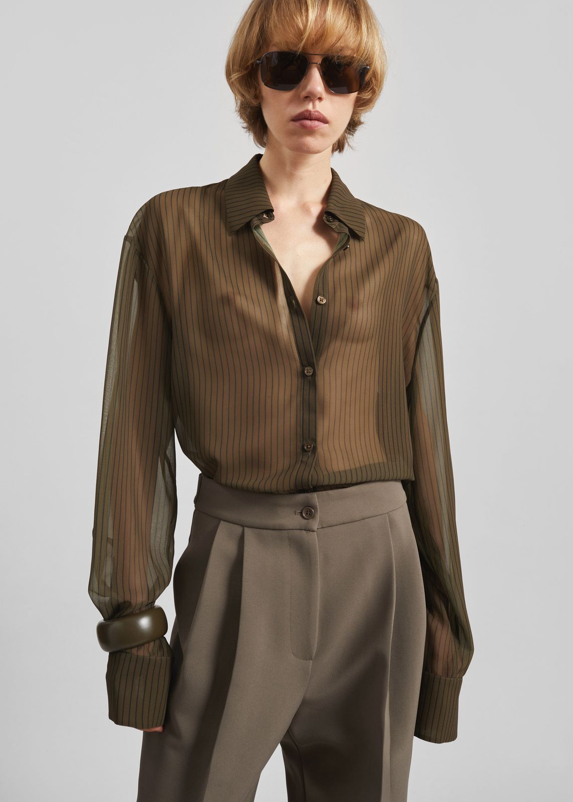 Peri Striped Shirt - Olive/Black Stripe