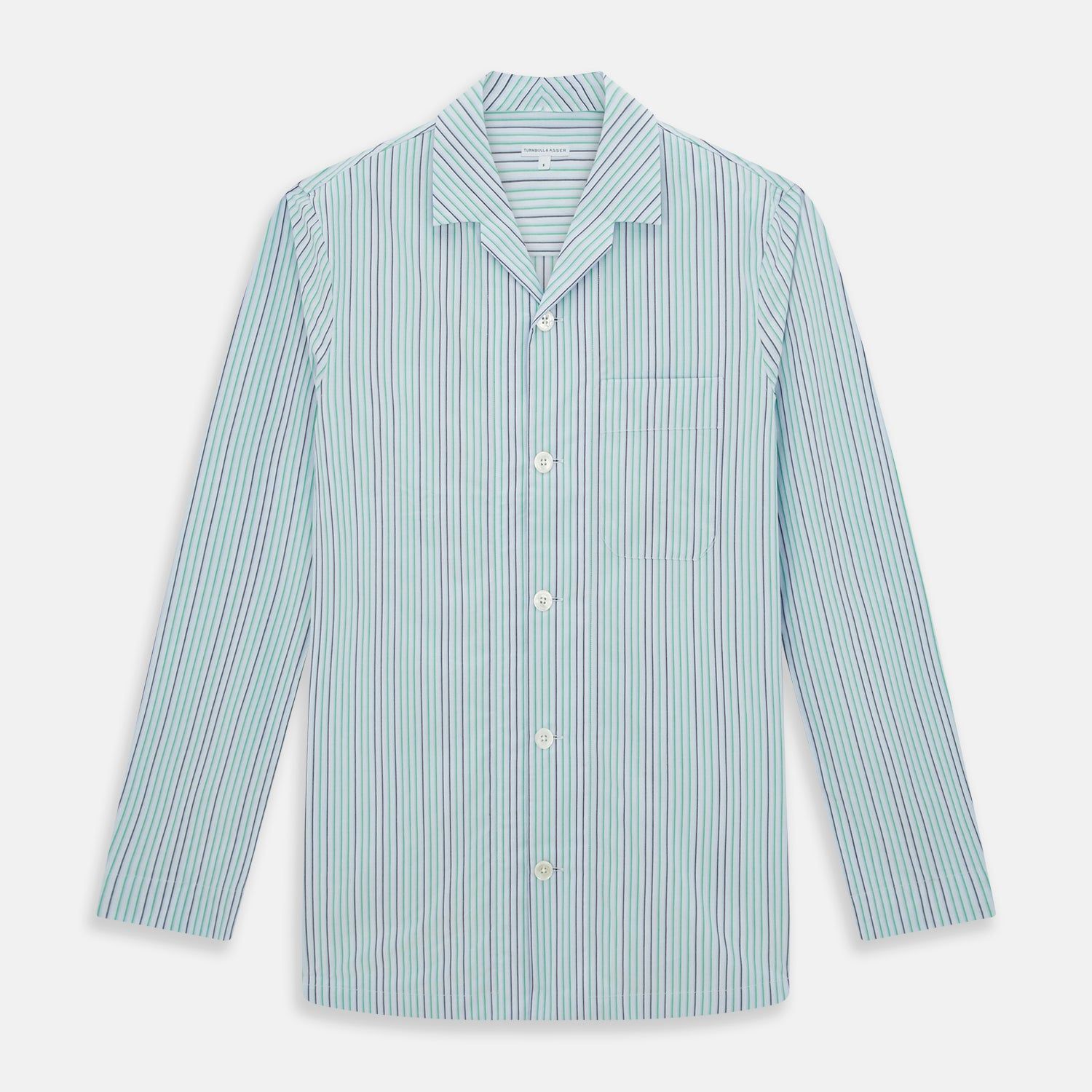 Green and Blue Shadow Pinstripe Pyjama Shirt
