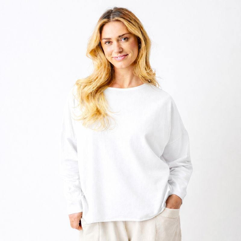 Jayne French Terry Raw Edge Hi Lo Top