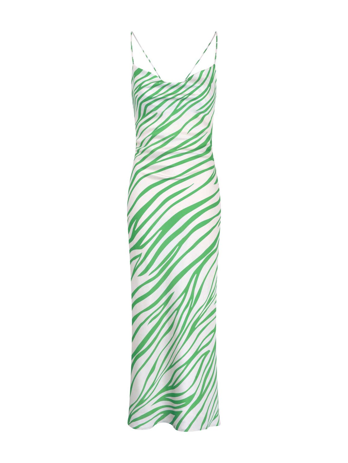 Riviera Midi Dress In Green & White Zebra