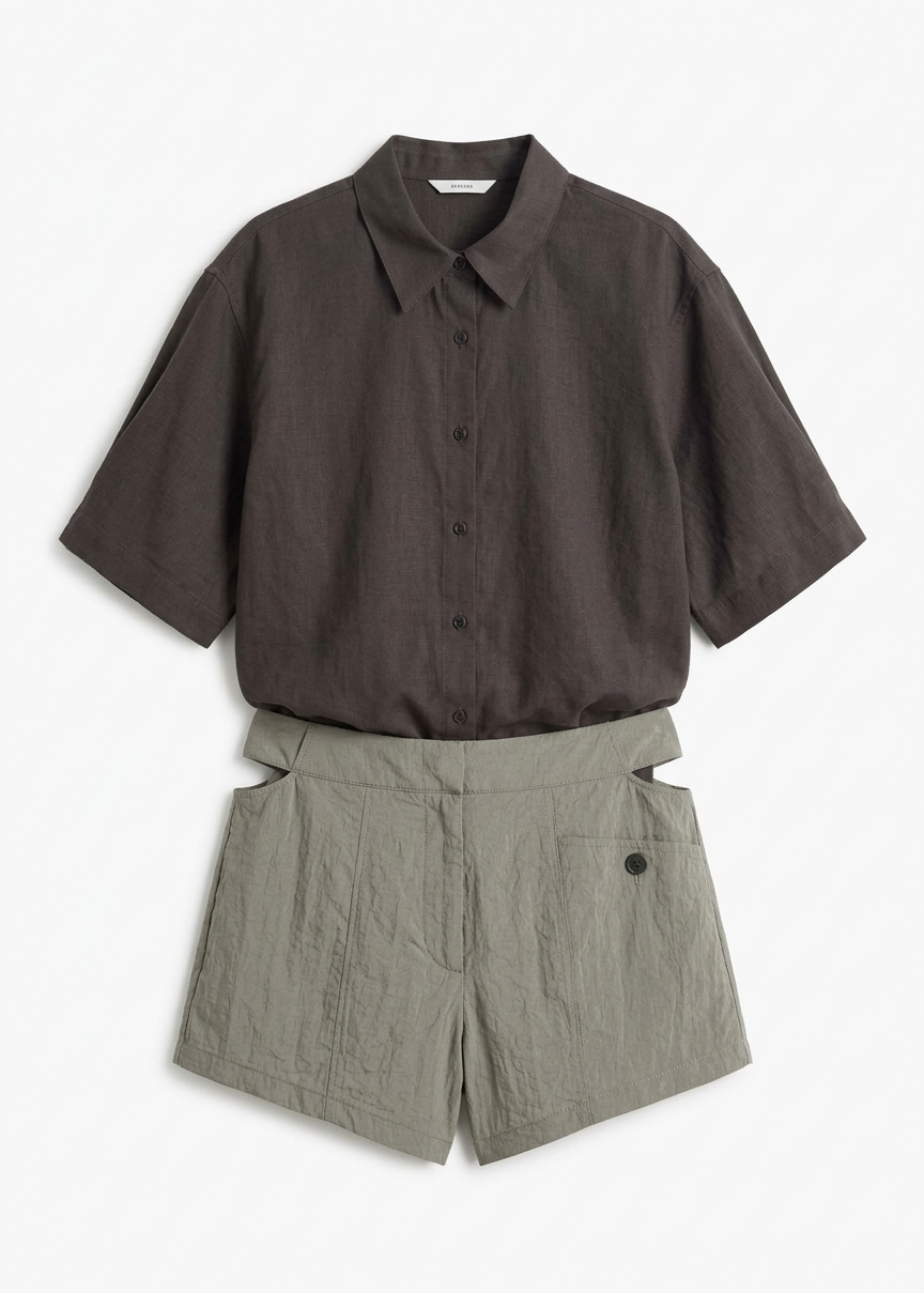 Zamora Textured Mini Shorts - Mocha