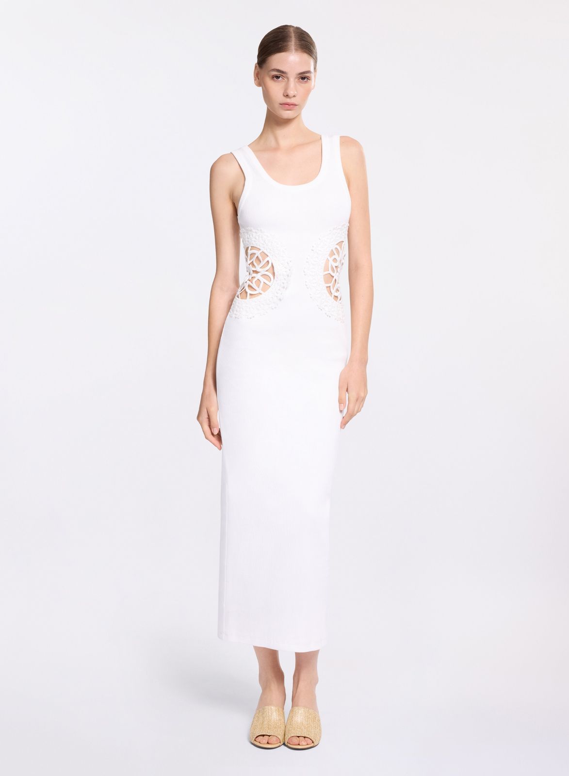 Jersey & Macramé Midi Dress