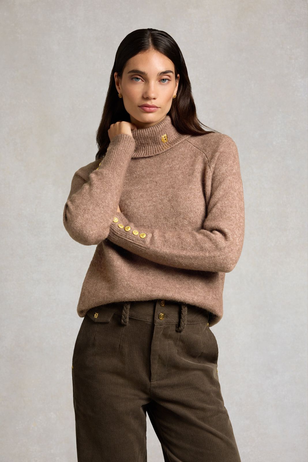 Tori Roll Neck Knit (Taupe)