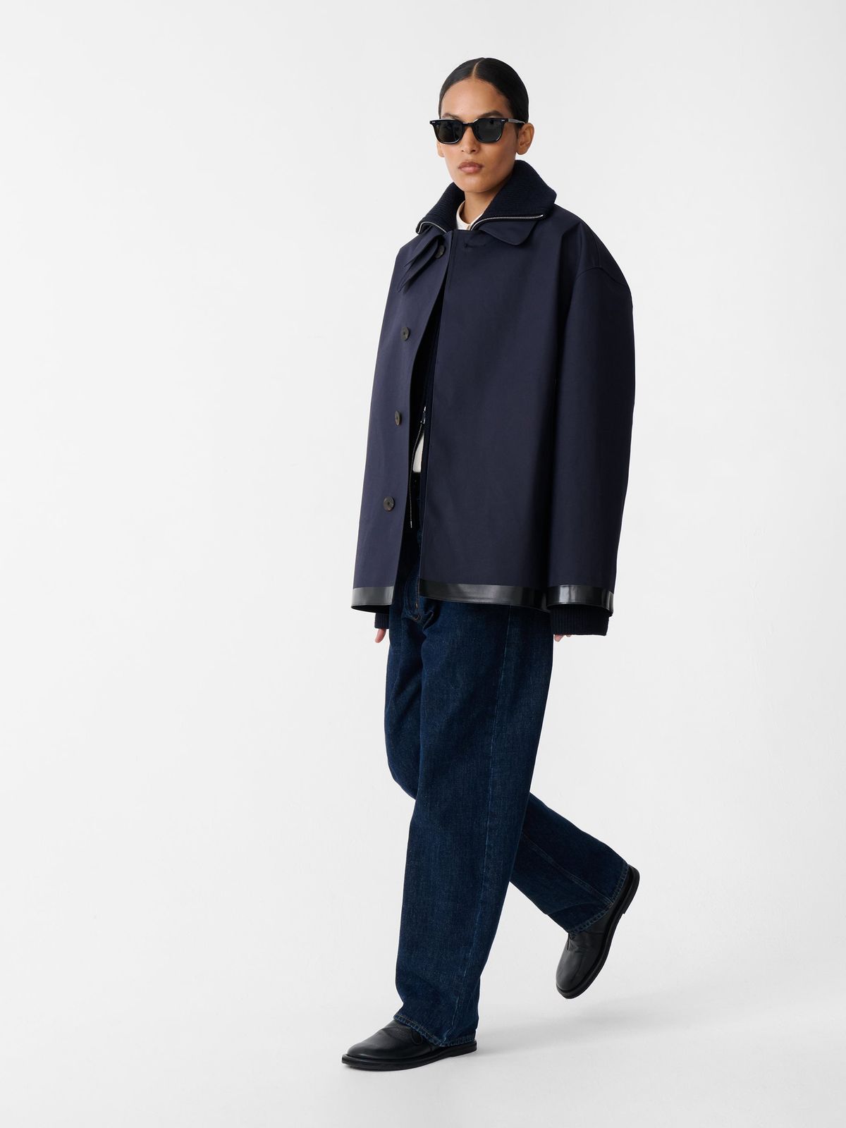 SN x Mackintosh Teviot Short Mac Trench in Navy