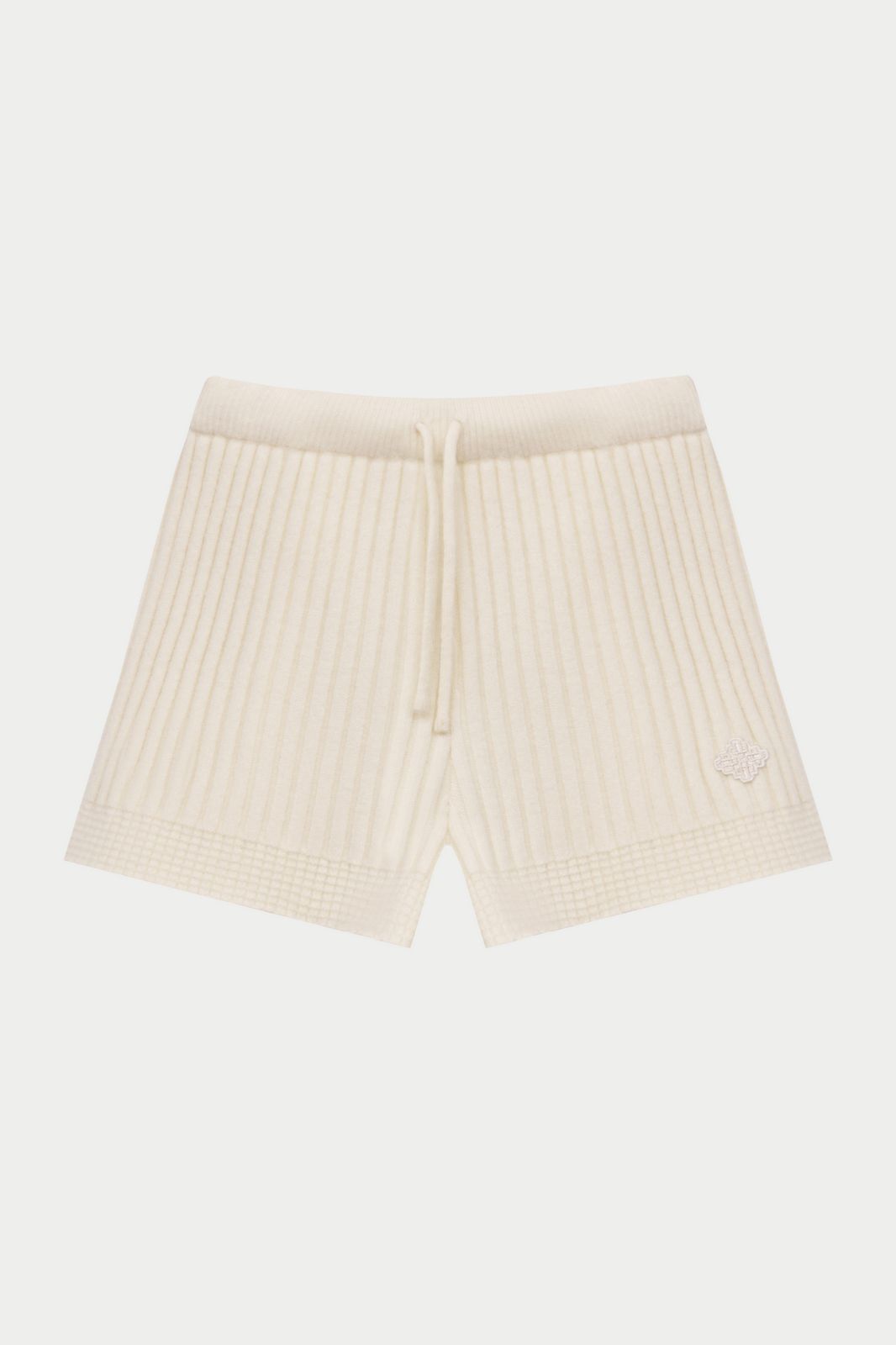 CONTRAST KNIT MINI SHORTS - ECRU