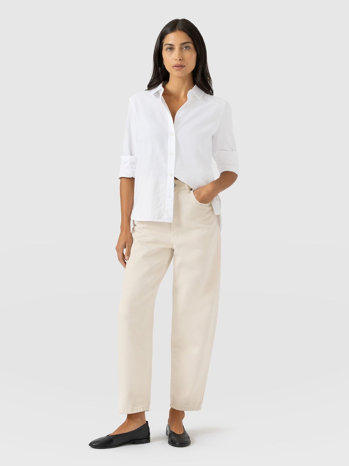 Barrel Leg Jean - Cream