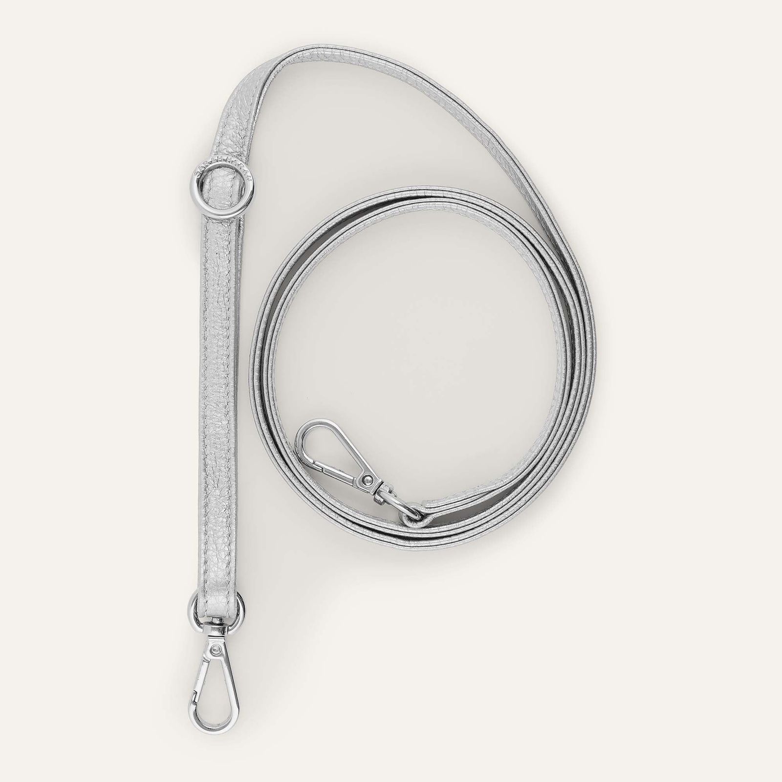 Thin Adjustable Strap | Soft Metallic Silver with Silver hardware