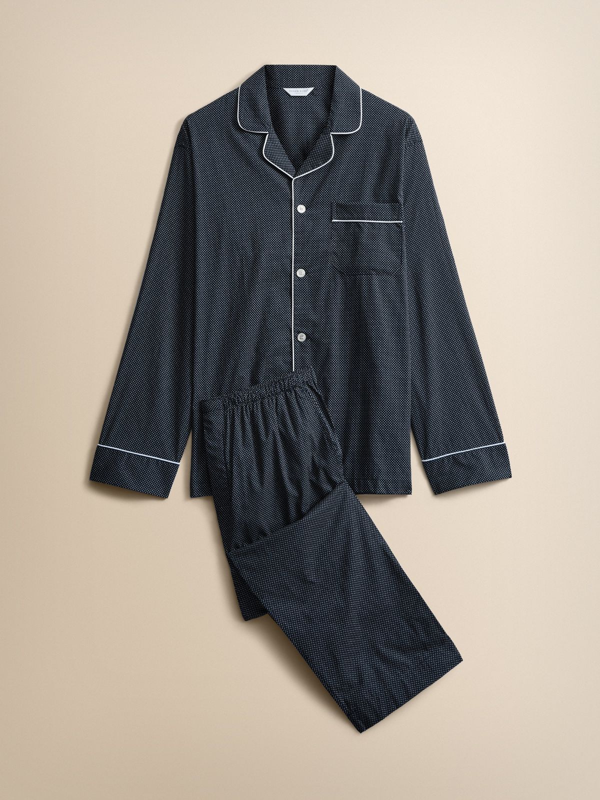 Plaza Cotton Pyjamas Navy Blue Pin Dot