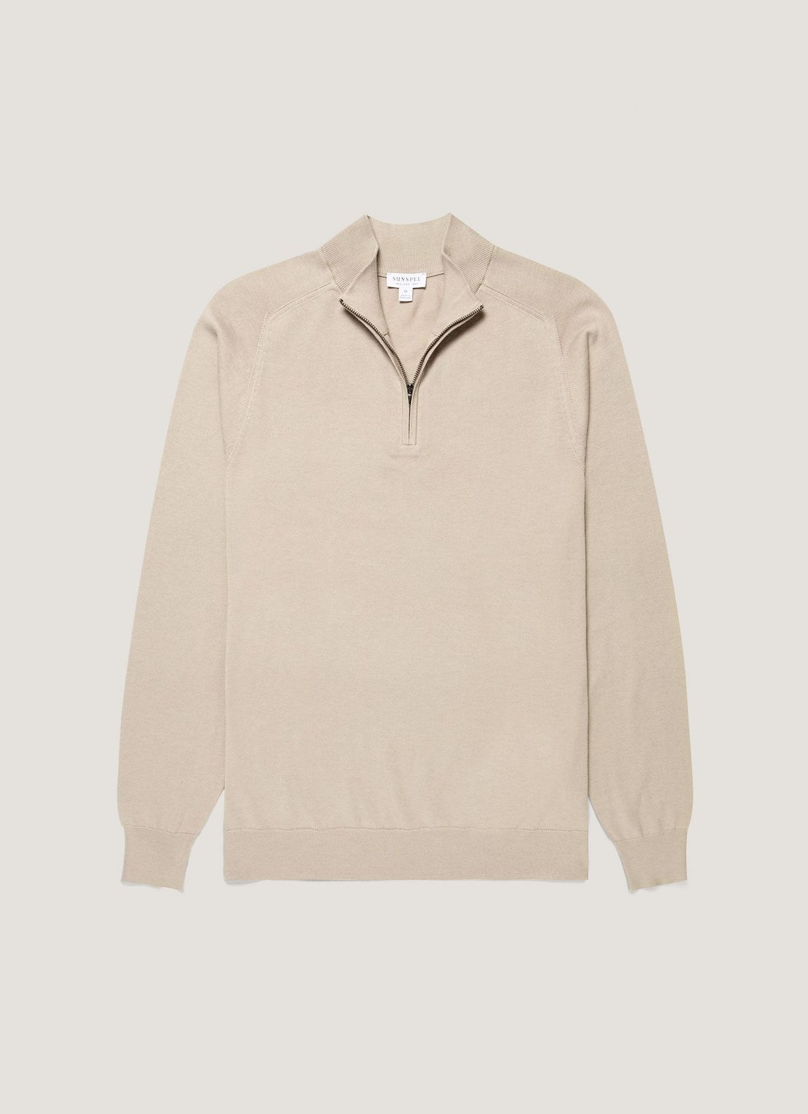 Men's Sea Island Cashmere Half Zip in Stone