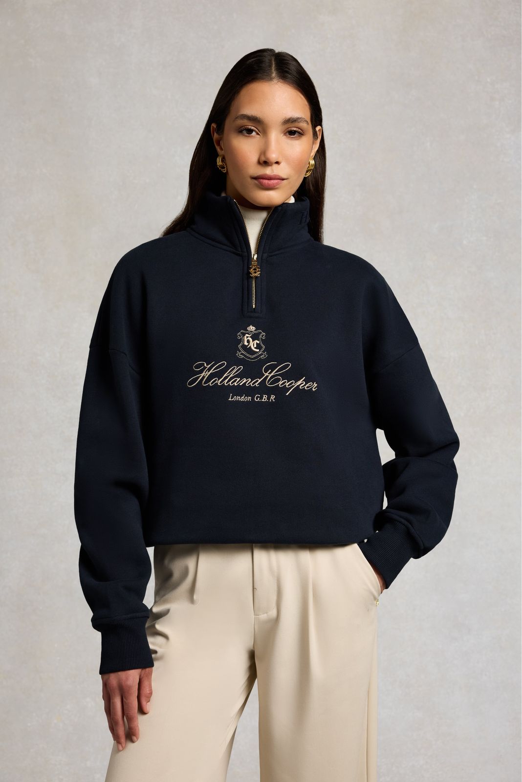 Essential Relaxed Quarter Zip Sweat (Ink Navy)