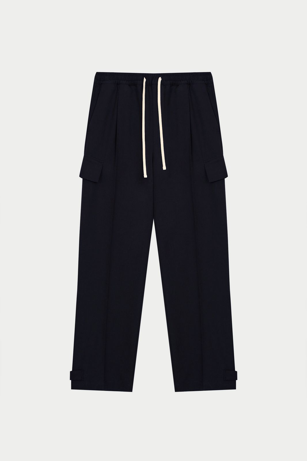 PLEATED WIDE LEG TROUSER - NAVY