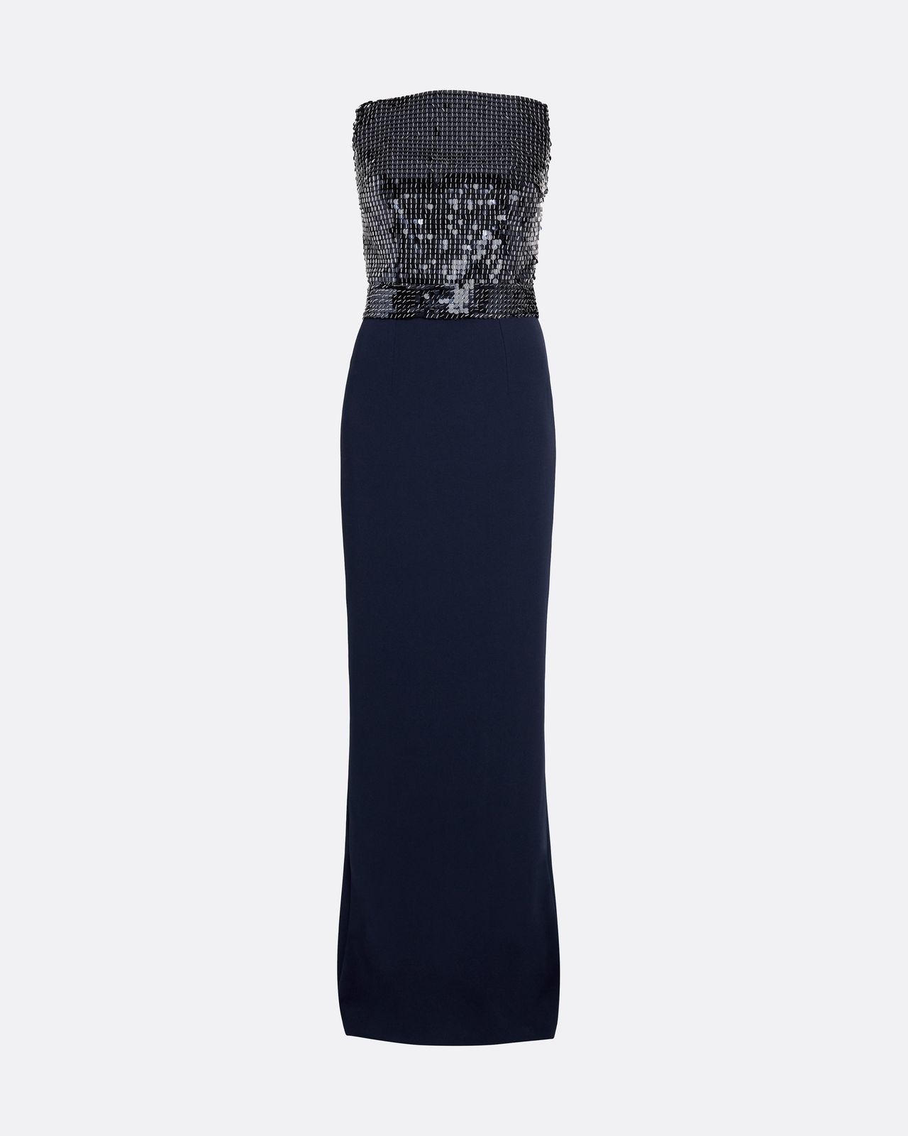 Amory Long Dress In Navy & Silver On Maritime Blue