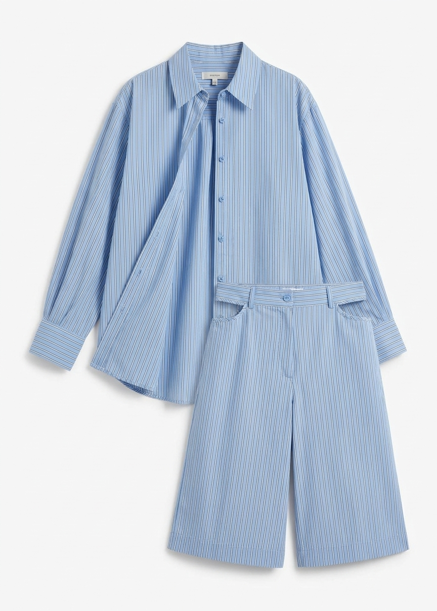 Peri Fluid Shirt - Blue/white Stripe