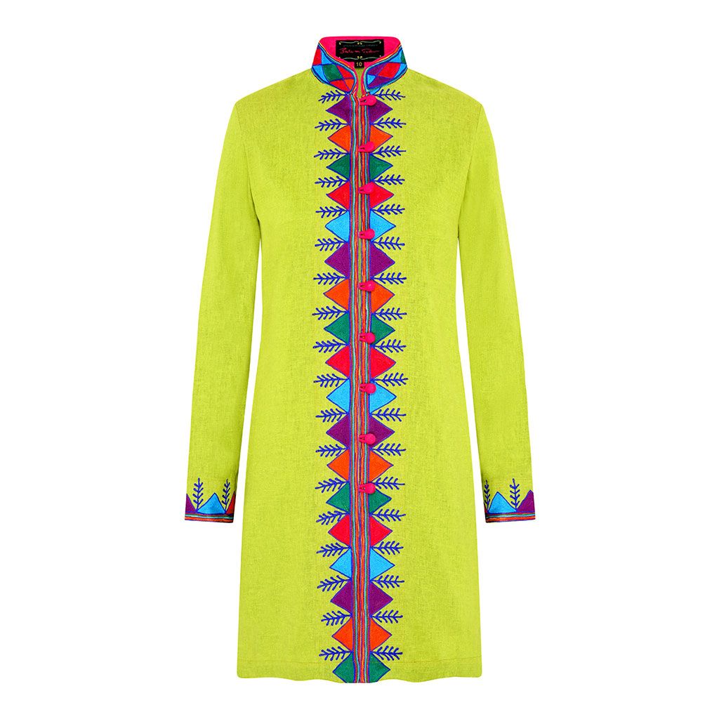 Lime Nomad Verdon Linen Nehru Jacket