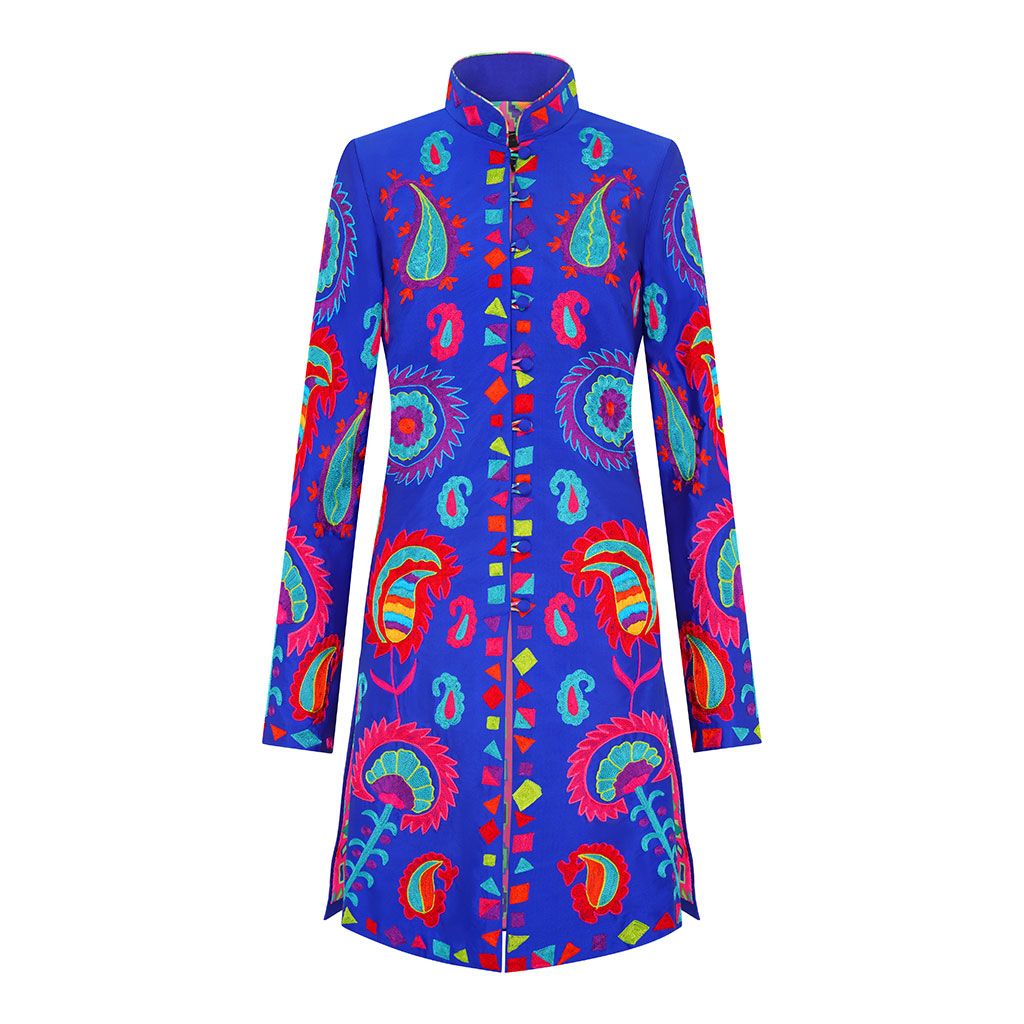 Royal Blue Samarkand Nehru Jacket