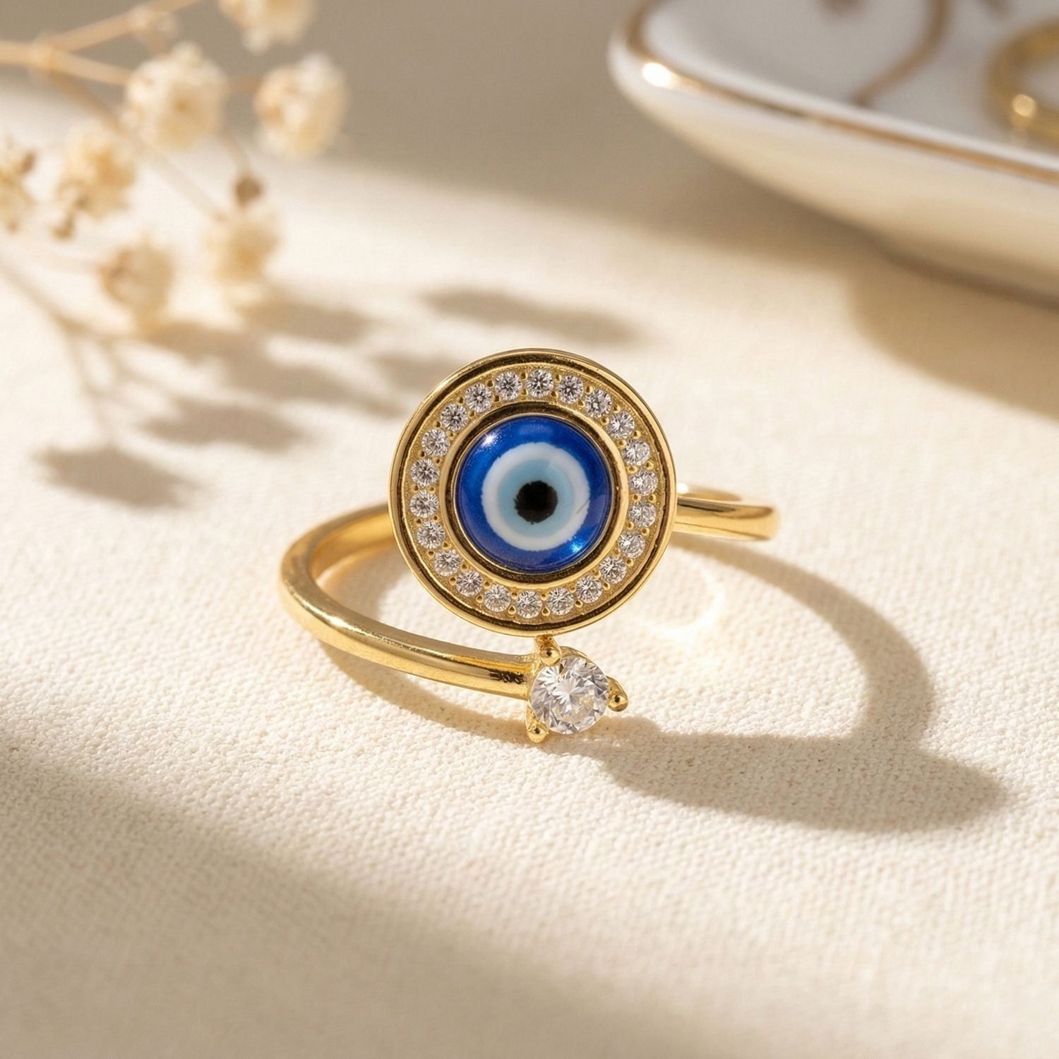 Evil Eye Fidget Spinner Friendship Gold Plated Ring