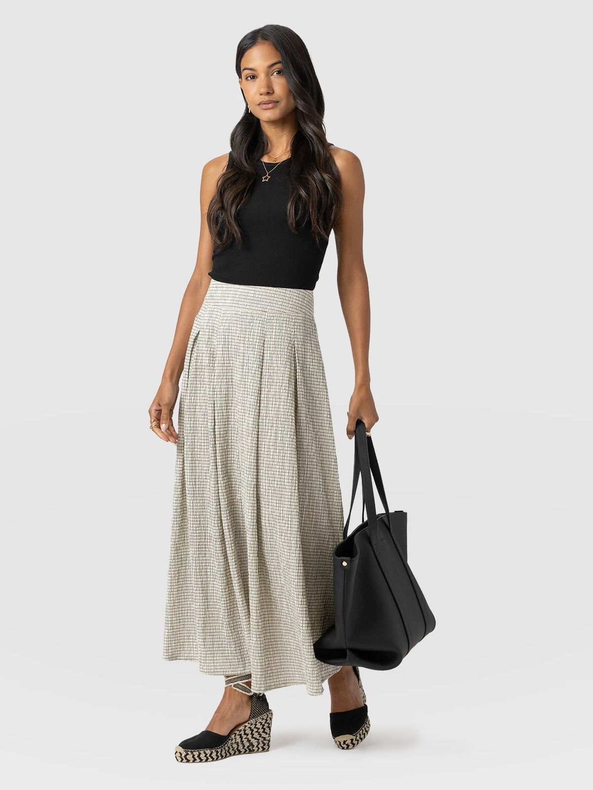 Eliza Pleated Skirt - Gingham