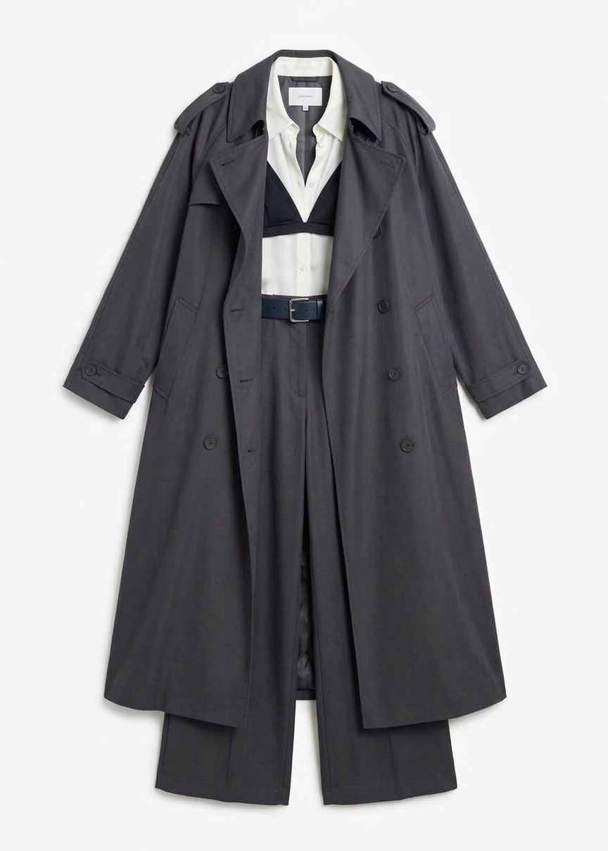 Veyron Silk Trench - Storm Grey