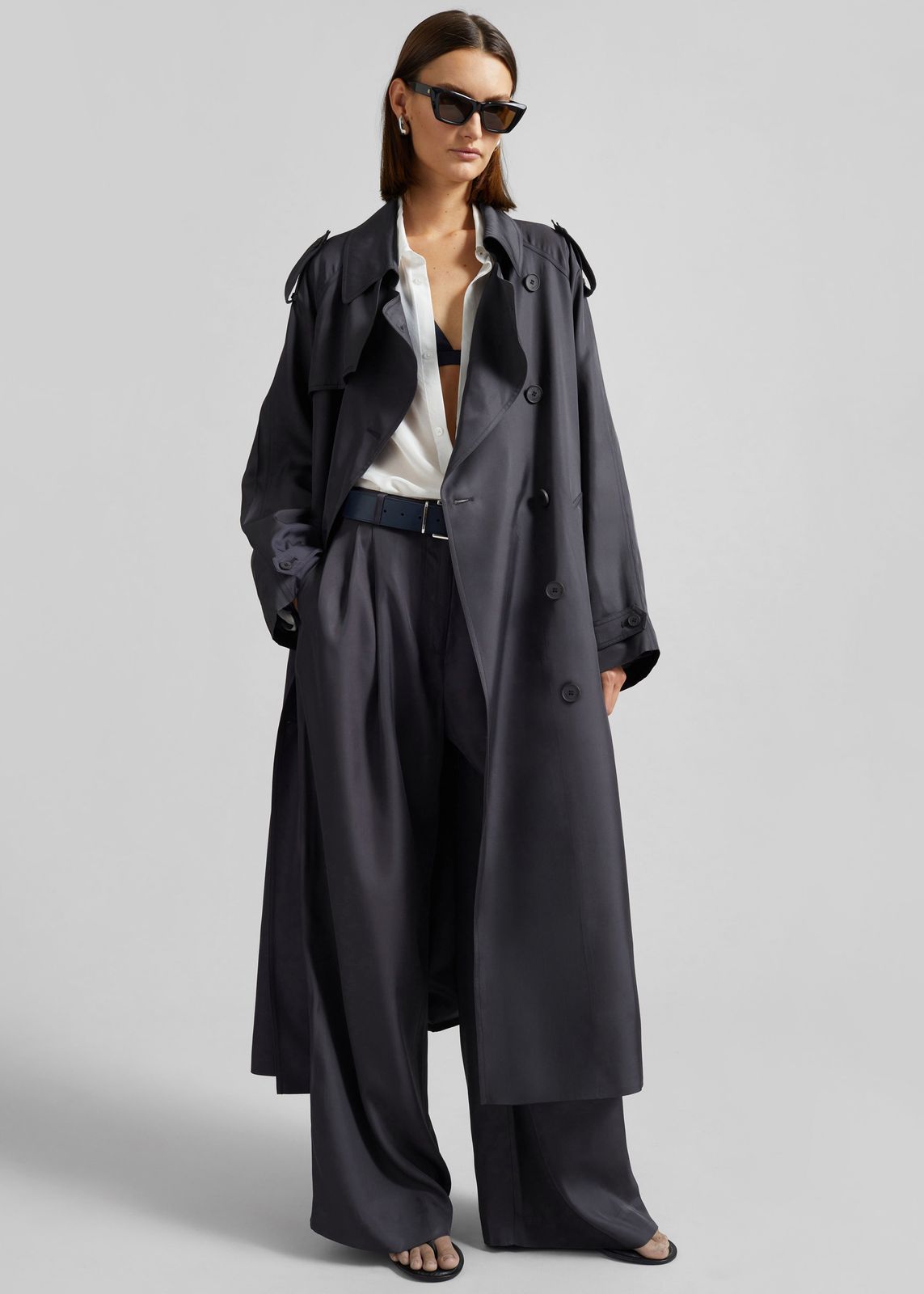 Veyron Silk Trench - Storm Grey