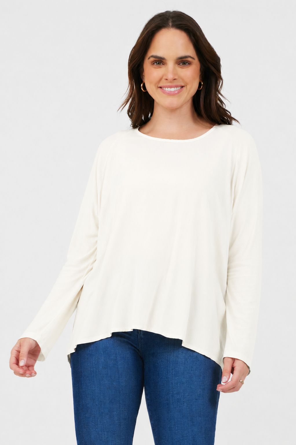 Kenza Jersey Sleeve Hi Lo Top