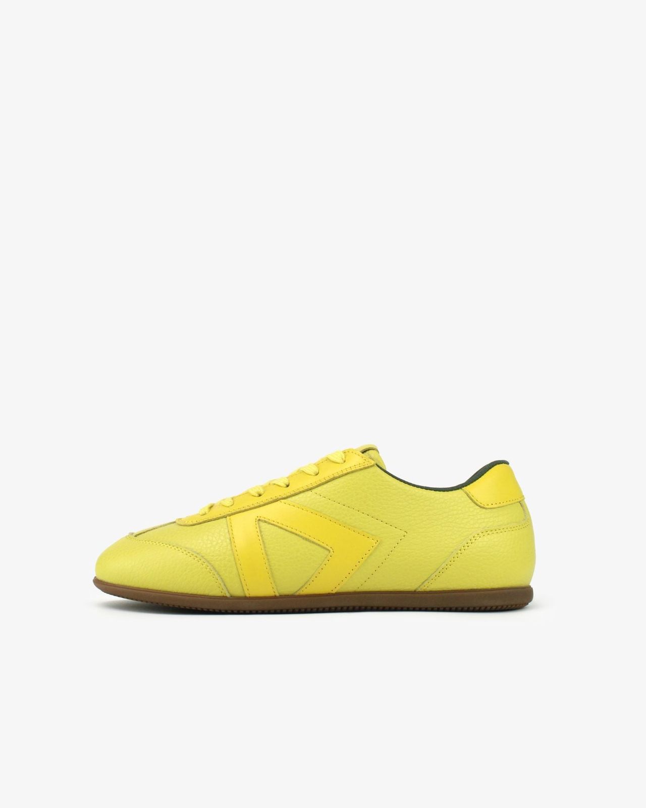 Iris Low Top Trainers - Lemon Yellow Pebbled Leather