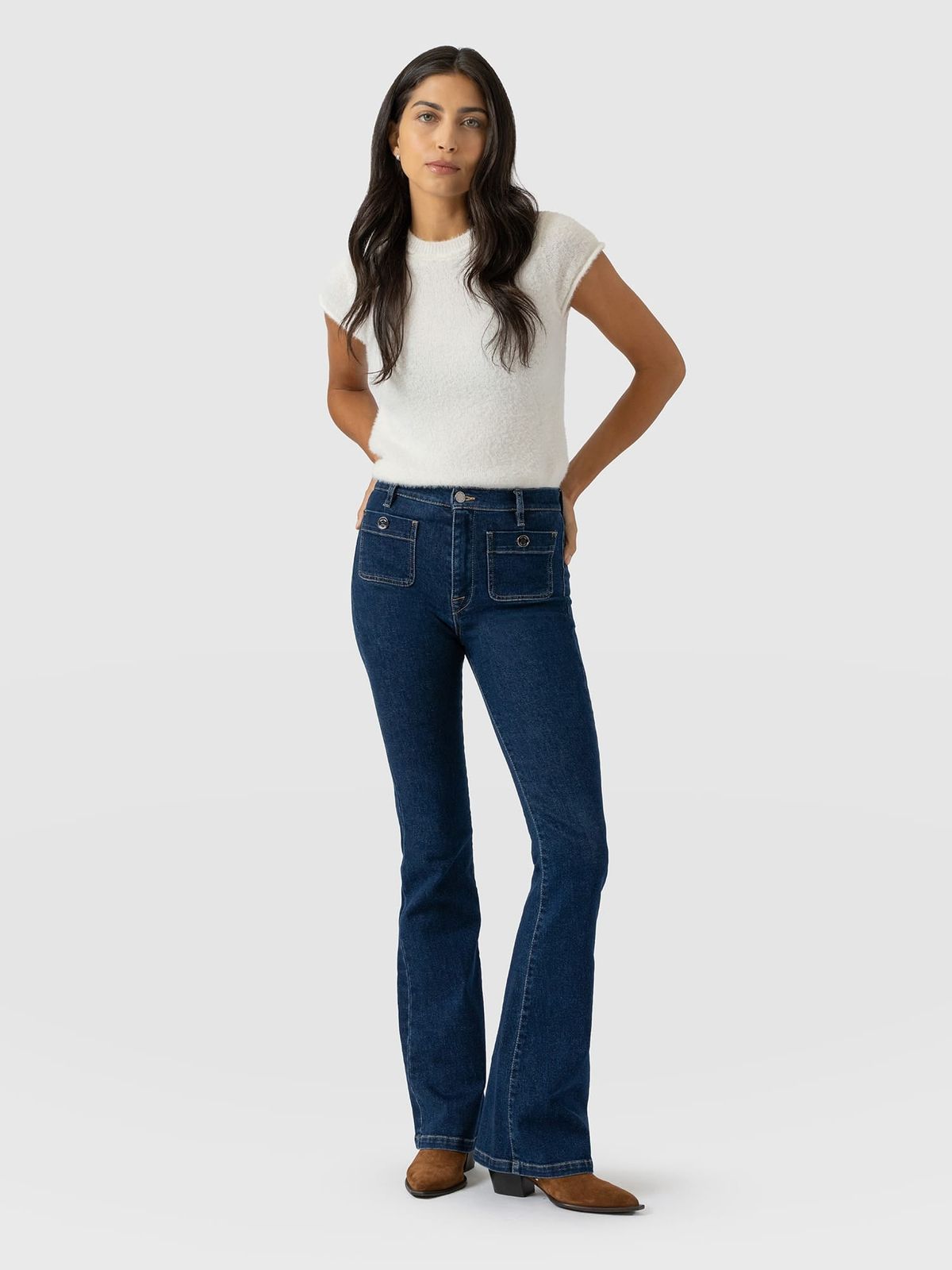 Bowie Stretch Flare Jeans - Mid Blue