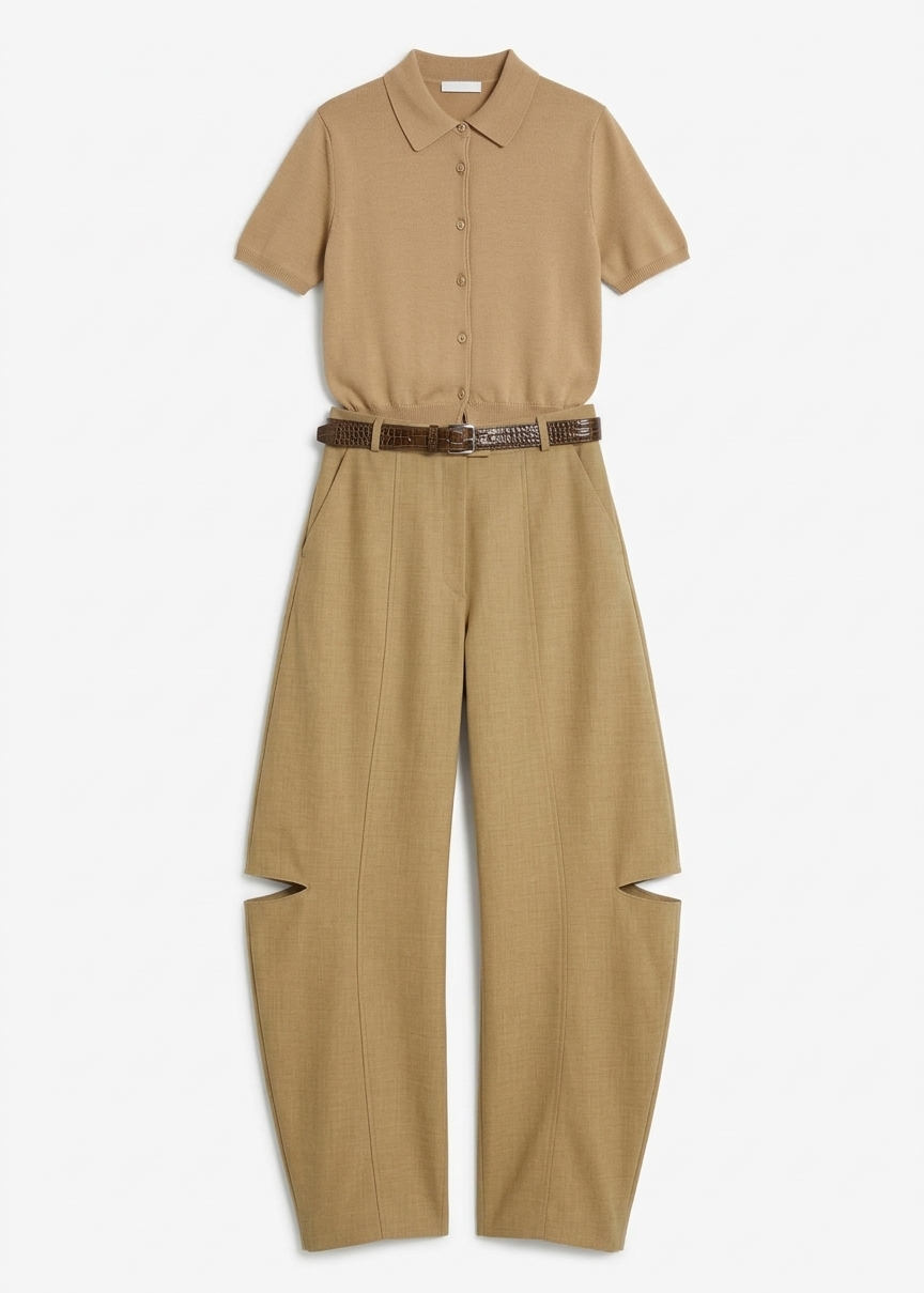 Keasden Barrel Leg Trousers - Camel