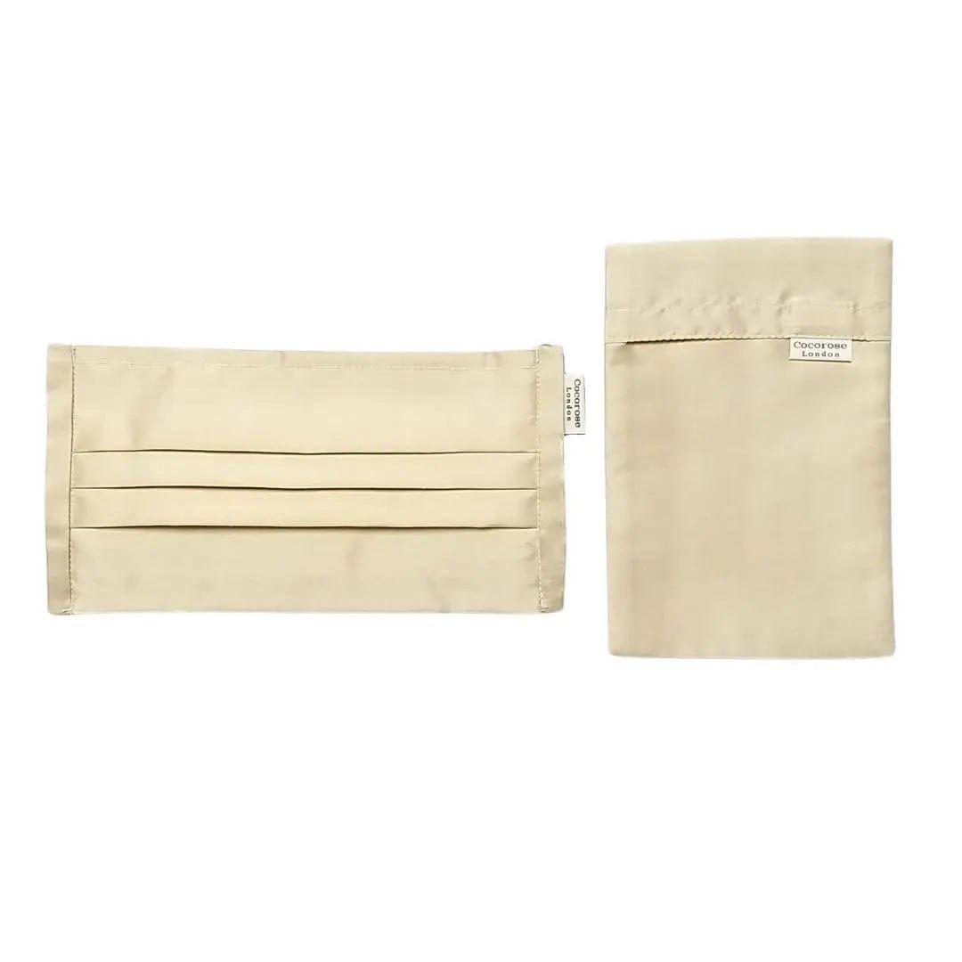 Pleated Silk Face Mask with Nose Wire and Matching Pouch - Light Gold Sand