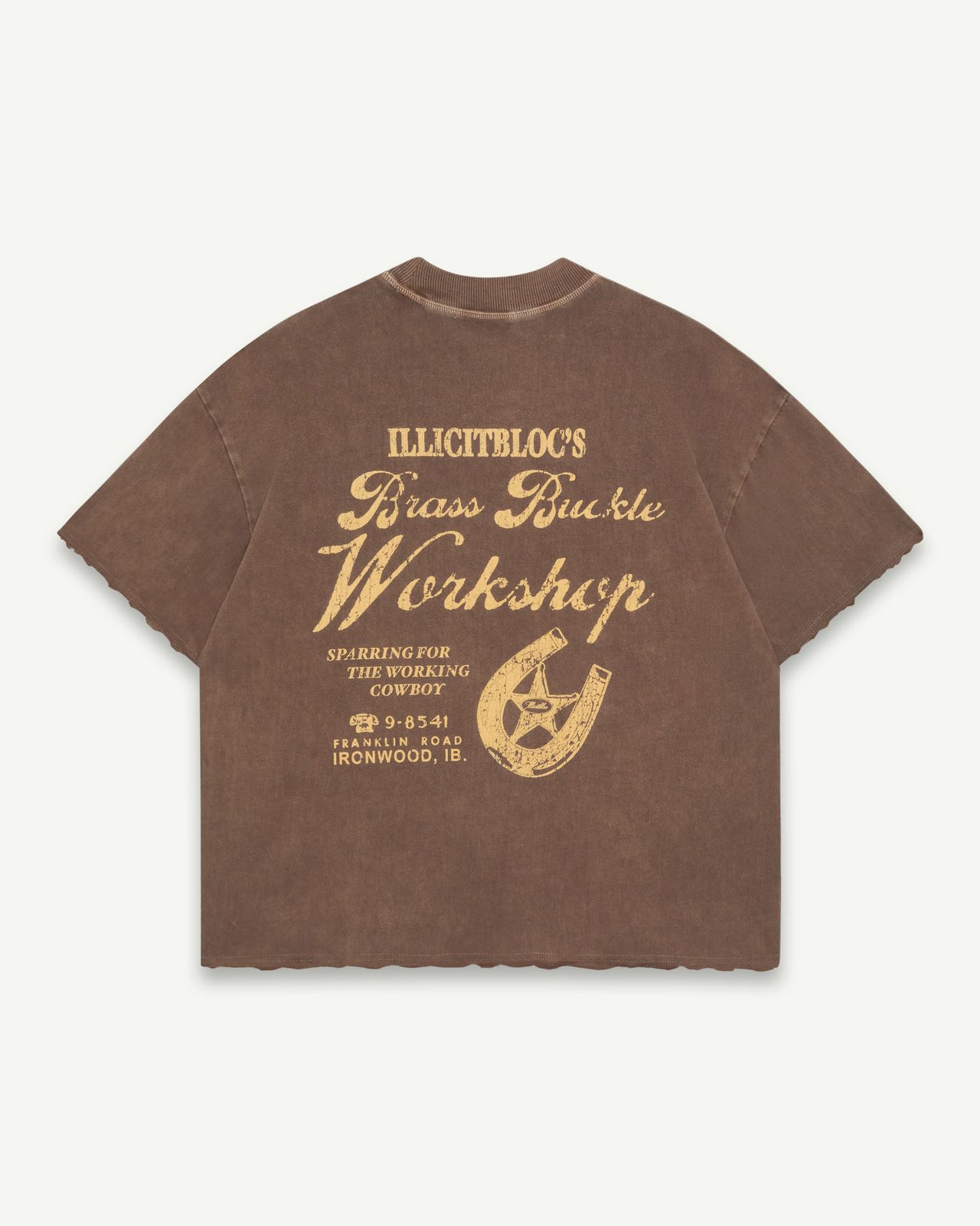 WORKSHOP FEATHERKNIT™ RAW HEM T-SHIRT - WASHED BROWN