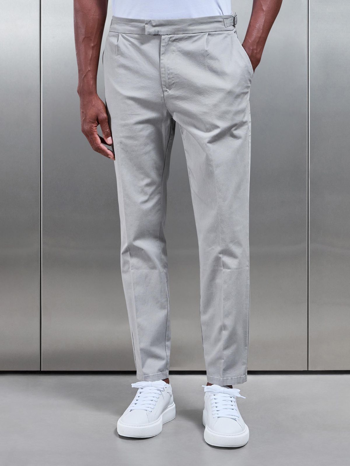 Tailored Side Adjuster Chino Trouser in Stone