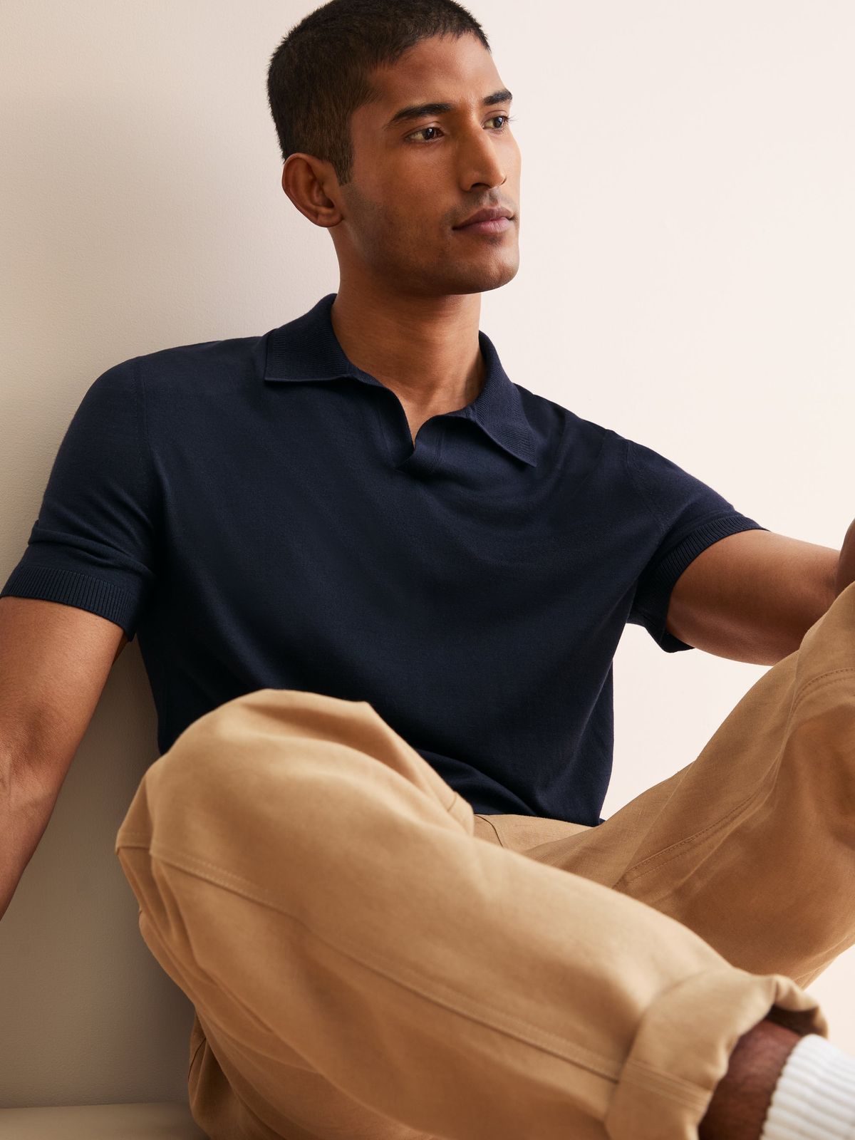 Orson Superfine Merino Wool Polo Shirt Navy Blue