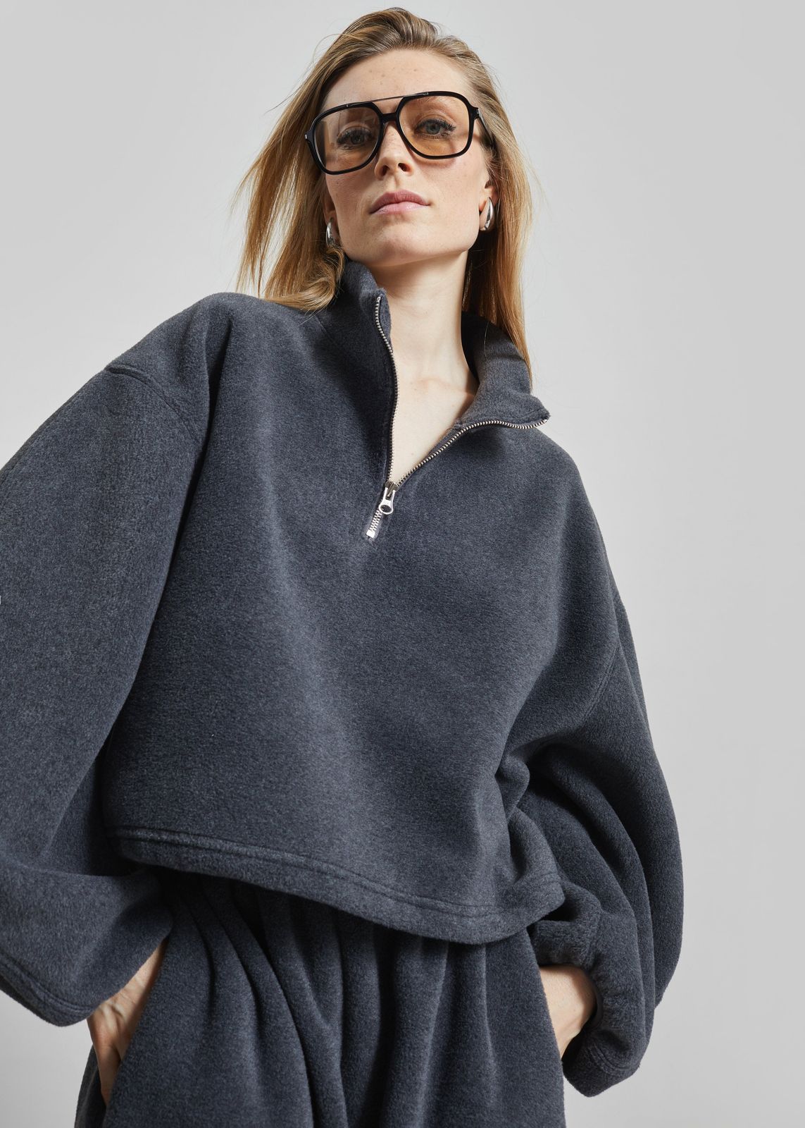 Treveray Fleece Half-Zip Sweatshirt - Dark Grey