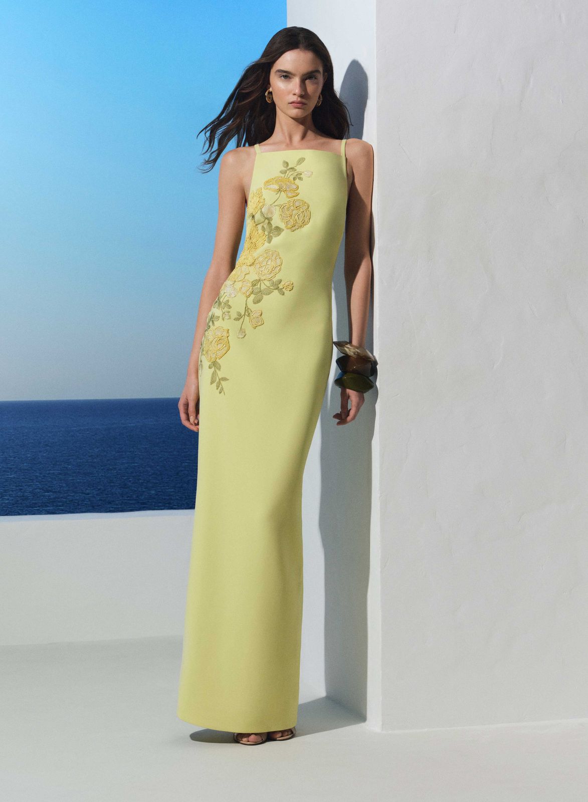Embellished Cady Long Dress